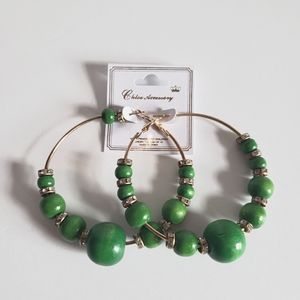 Women's large wooden beaded Hoop